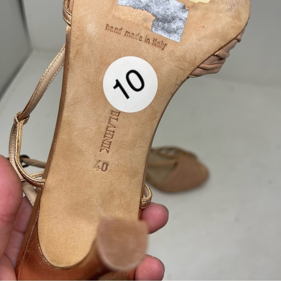 Manolo Blahnik Rose-Gold Ankle-Wrap Strappy Sandal sz 40 US 10 - Picture 6 of 10